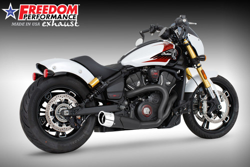 Freedom Performance INDIAN 2025-PRESENT SCOUT 101-CLASSIC-SUPER-SPORT-BOBBER 4.5" 2 INTO 1 SHORTY BUNDLE - IN00703 - BLACK / COMBAT FLUTED / CHROME