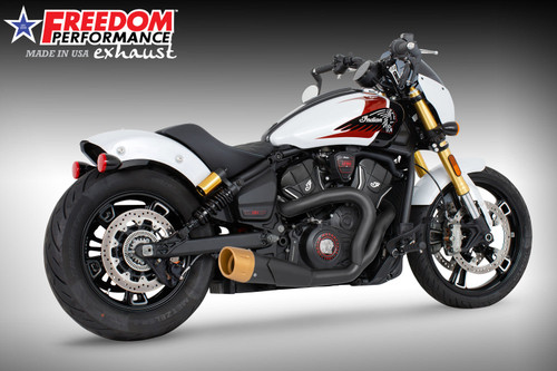 Freedom Performance INDIAN 2025-PRESENT SCOUT 101-CLASSIC-SUPER-SPORT-BOBBER 4.5" 2 INTO 1 SHORTY BUNDLE - IN00710 - BLACK / COMBAT FLUTED / SOLID GOLD