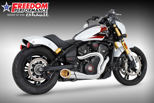 Freedom Performance INDIAN 2025-PRESENT SCOUT 101-CLASSIC-SUPER-SPORT-BOBBER 4.5" 2 INTO 1 SHORTY BUNDLE - IN00712 - CHROME / COMBAT / SCULPTED GOLD