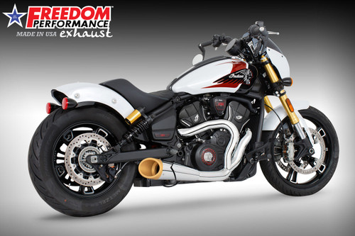 Freedom Performance INDIAN 2025-PRESENT SCOUT 101-CLASSIC-SUPER-SPORT-BOBBER 4.5" 2 INTO 1 SHORTY BUNDLE - IN00713 - CHROME / COMBAT / SOLID GOLD