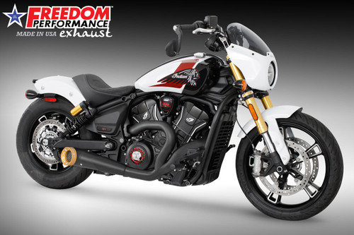 Freedom Performance INDIAN SCOUT 2025-PRESENT 101-CLASSIC-SUPER-SPORT-BOBBER 4.5" 2 INTO 1 TURN-OUT BUNDLE - IN00724 - BLACK / STRAIGHT / SCULPTED GOLD