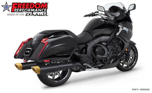 Freedom Performance BMW K 1600 B GRAND AMERICA 2-STEP 4.5" FREEDOM SLIP-ONS 2017-PRESENT BUNDLE - BM00040 - BLACK / SLASH / SCULPTED GOLD