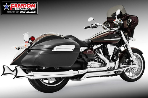 Freedom Performance YAMAHA ROADLINER/STRATOLINER 5 STEPPED COMPLETE 4" TRUE-DUAL SYSTEM 2006-2014 BUNDLE - MY00164 - CHROME / SHARKTAIL / CHROME