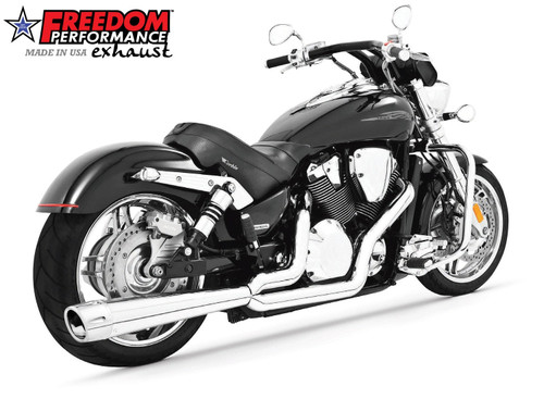 Freedom Performance HONDA VTX1800 COMBAT 2-INTO-1 FLUTED 2002 TO 2009 - MH00024 - CHROME / CHROME