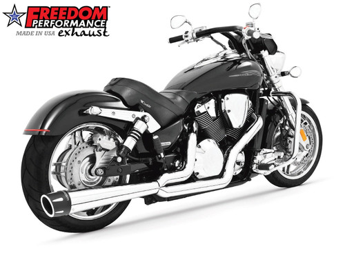 Freedom Performance HONDA VTX1800 COMBAT 2-INTO-1 FLUTED 2002 TO 2009 - MH00025 - CHROME / SCULPTED BLACK