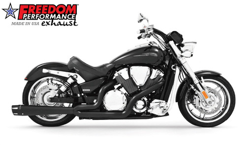 Freedom Performance HONDA VTX1800 COMBAT 2-INTO-1 FLUTED 2002 TO 2009 - MH00026 - BLACK / SCULPTED BLACK