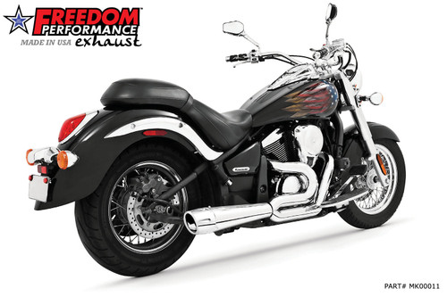 Freedom Performance KAWASAKI VULCAN 900 COMBAT FLUTED 2-INTO-1 2006-PRESENT - MK00011 - CHROME / CHROME