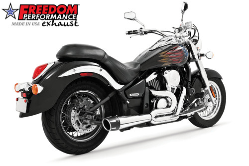 Freedom Performance KAWASAKI VULCAN 900 COMBAT FLUTED 2-INTO-1 2006-PRESENT - MK00012 - CHROME / SCULPTED BLACK