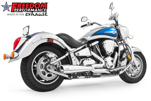 Freedom Performance KAWASAKI VULCAN 2000 COMBAT FLUTED 2-INTO-1 2004-2010 - MK00014 - CHROME / CHROME