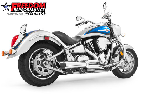 Freedom Performance KAWASAKI VULCAN 2000 COMBAT FLUTED 2-INTO-1 2004-2010 - MK00015 - CHROME / SCULPTED BLACK