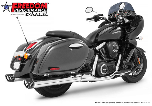 Freedom Performance KAWASAKI VAQUERO 1700/NOMAD/VOYAGER 4" SLIP-ONS 2011-PRESENT BUNDLE - MK00018 - CHROME / RACING / SCULPTED BLACK