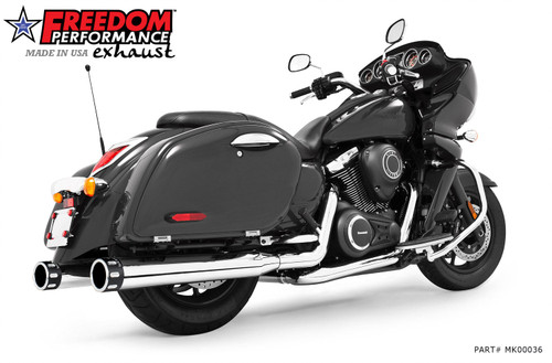 Freedom Performance KAWASAKI VAQUERO 1700/NOMAD/VOYAGER 4" COMPLETE TRUE-DUAL SYSTEM 2011-PRESENT BUNDLE - MK00036 - CHROME / EAGLE / SCULPTED BLACK