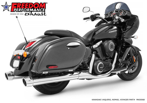 Freedom Performance KAWASAKI VAQUERO 1700/NOMAD/VOYAGER 4" SLIP-ONS 2011-PRESENT BUNDLE - MK00068 - CHROME / COMBAT FLUTED / CHROME