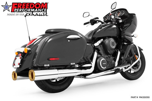 Freedom Performance KAWASAKI VAQUERO 1700/NOMAD/VOYAGER 2-STEP 4.5" SLIP-ONS 2011-PRESENT BUNDLE - MK00090 - CHROME / STRAIGHT / SOLID GOLD