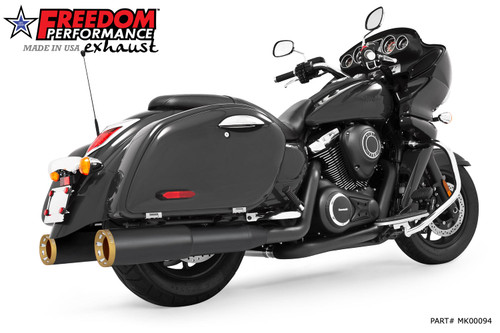 Freedom Performance KAWASAKI VAQUERO 1700/NOMAD/VOYAGER 2-STEP 4.5" SLIP-ONS 2011-PRESENT BUNDLE - MK00094 - BLACK / STRAIGHT / SCULPTED GOLD