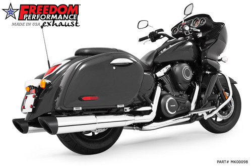 Freedom Performance KAWASAKI VAQUERO 1700/NOMAD/VOYAGER 2-STEP 4.5" SLIP-ONS 2011-PRESENT BUNDLE - MK00098 - CHROME / SLASH / PITCH BLACK