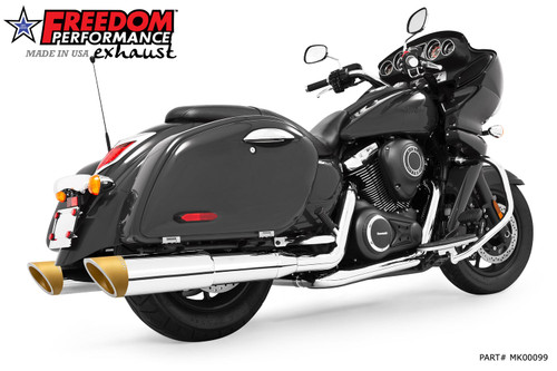 Freedom Performance KAWASAKI VAQUERO 1700/NOMAD/VOYAGER 2-STEP 4.5" SLIP-ONS 2011-PRESENT BUNDLE - MK00099 - CHROME / SLASH / SCULPTED GOLD