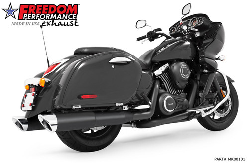 Freedom Performance KAWASAKI VAQUERO 1700/NOMAD/VOYAGER 2-STEP 4.5" SLIP-ONS 2011-PRESENT BUNDLE - MK00101 - BLACK / SLASH / CHROME