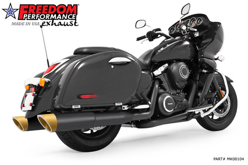 Freedom Performance KAWASAKI VAQUERO 1700/NOMAD/VOYAGER 2-STEP 4.5" SLIP-ONS 2011-PRESENT BUNDLE - MK00104 - BLACK / SLASH / SCULPTED GOLD