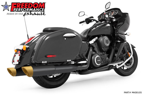Freedom Performance KAWASAKI VAQUERO 1700/NOMAD/VOYAGER 2-STEP 4.5" SLIP-ONS 2011-PRESENT BUNDLE - MK00105 - BLACK / SLASH / SOLID GOLD