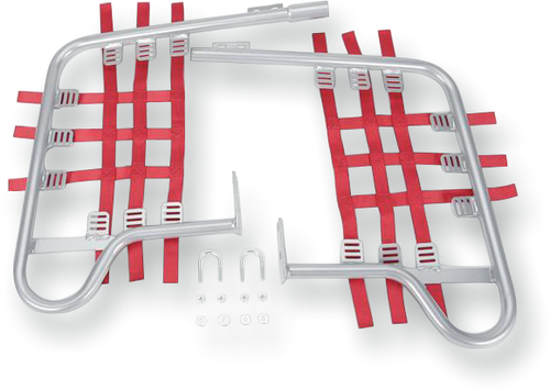 DG PERFORMANCE 54-2115 Nerf Bars - Silver/Red - Honda - TRX '99-'14 - Silver/Red Honda TRX '99-'14