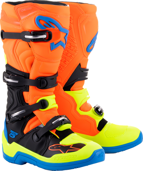 ALPINESTARS 2015015-4755-7 Tech 5 Boots - Orange Fluorescent/Blue/Yellow Fluorescent US 7 / EU 40.5