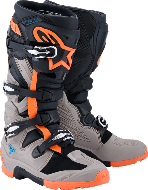 ALPINESTARS 2010426-1562-7 Tech 7 Enduro Boots - Black/Warm Gray/Fluorescent Orange US 7