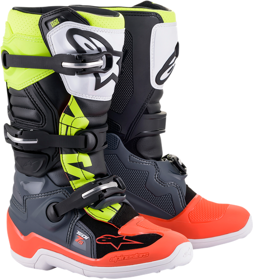 ALPINESTARS 2015017-9058-5 Youth Tech 7S Boots - Black/Gray/Red/White/Yellow US 5 / EU 38