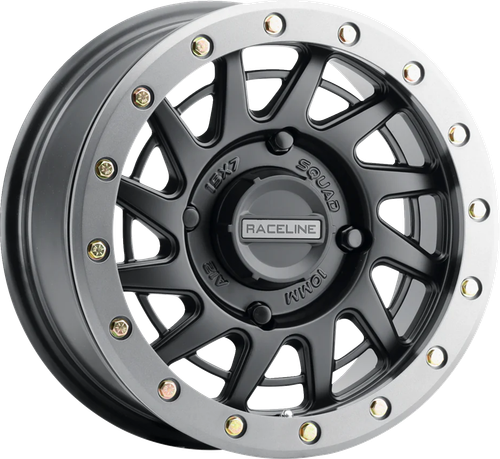 RACELINE WHEELS A12BG-57037+38 Squad Beadlock Wheel - Squad Front/Rear Black/with Gun Metal Gray Ring 15x7 4/137 6+1 (+38 mm)