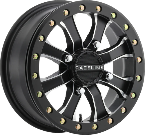 RACELINE WHEELS A71MB-56037-51 Black Mamba Beadlock Wheel - Black Mamba Beadlock Front/Rear Black/Machined 15x6 4/137 5+1