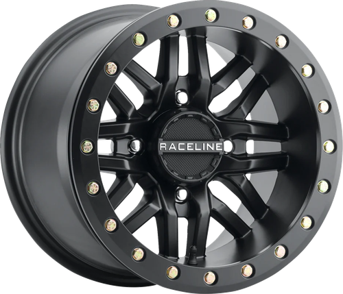 RACELINE WHEELS A91B-51056-55 Ryno Beadlock Wheel - Ryno Beadlock Rear Black/with Black Ring 15x10 4/156 5+5