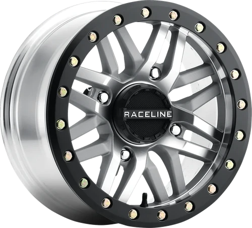 RACELINE WHEELS A91MA-51037-00 Ryno Beadlock Wheel - Ryno Beadlock Front/Rear Machined/with Black Ring 15x10 4/137 5+2