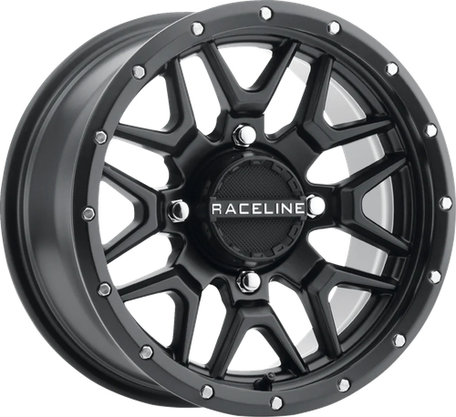 RACELINE WHEELS A94B-57056+10 Krank Simulated Beadlock Wheel - Krank Simulated Beadlock Front/Rear Black 15x7 4/156 5+2 (+10 mm)