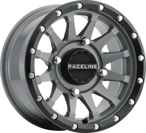 RACELINE WHEELS A95SG-57056+10 Trophy Simulated Beadlock Wheel - Trophy Simulated Beadlock Front/Rear Stealth Gray 15x7 4/156 5+2 (+10 mm)