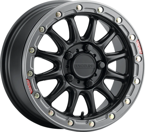 RACELINE WHEELS A14BG-51060+25 Alpha Beadlock Wheel - Alpha Front/Rear Black/with Gun Metal Ring 15x10 6/139.7 +25 mm
