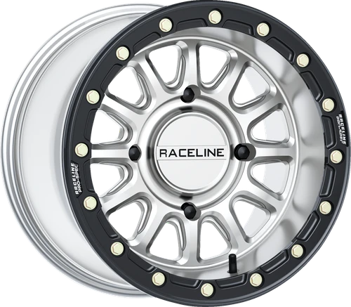 RACELINE WHEELS A14SB-51056+10 Alpha Beadlock Wheel - Alpha Front/Rear Hyper Silver/with Black Ring 15x10 4/156 +10 mm