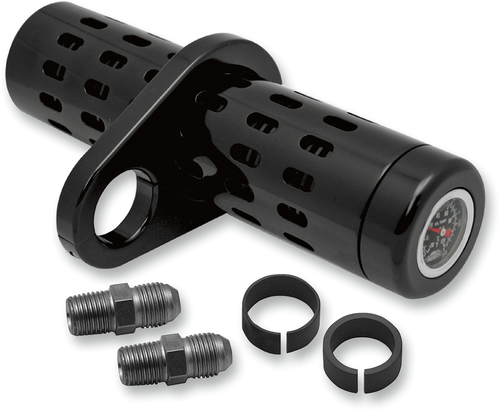 PRO-ONE PERF.MFG. 201110B Oil Cooler Kit — For 1"- 1-1/4" Frame Tubing - Temperature Gauge Black 1" 1-1/4"