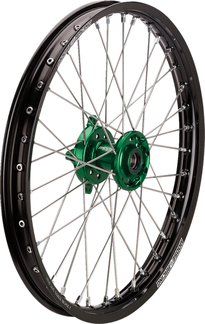 Moose Offroad Wheel Assembly - SX-1 - Complete - Front - Black Wheel/Green Hub - 21x1.6 - Kawasaki KX [KFN16021BKGN]