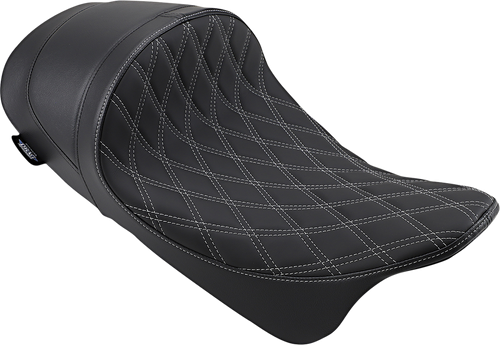 Drag Specialties Seats Forward Low Solo Seat - Diamond - Silver Stitched - FL '08-'23 [0801-1253]