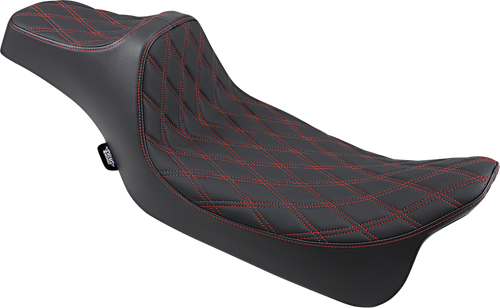 Drag Specialties Seats Predator III Seat - Extended Reach - Double Diamond - Red Stitched - FL '08-'23 [0801-1262]