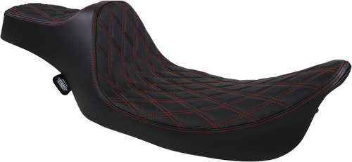 Drag Specialties Seats Extended Reach Predator III Seat - Double Diamond - Black w/ Red Stitching - FL '99-'07 [08011371]