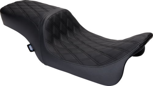 Drag Specialties Seats Predator 2-Up Seat - Vinyl - Double Diamond Black Stitch - w/o Backrest - FL '08-'23 [0801-1490]