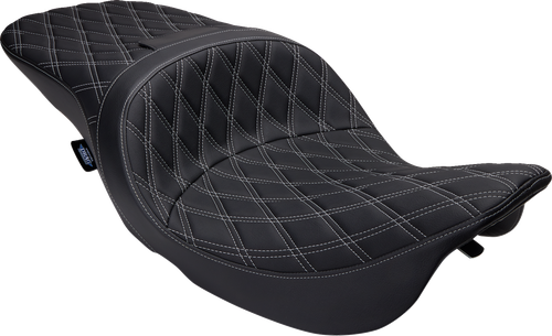 Drag Specialties Seats Freedom Seat - Vinyl - Double Diamond Silver Stitch - FLH '97-'07 [08011506-4676C]