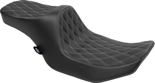Drag Specialties Seats Predator III 2-Up Seat - Vinyl - Double Diamond - Silver Stitching - FLT/FLH '23-'24 [4690C]