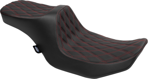 Drag Specialties Seats Predator III 2-Up Seat - Vinyl - Double Diamond - Red Stitching - FLT/FLH '23-'24 [4690D]