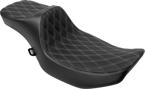 Drag Specialties Seats Extended Reach Predator III Seat - Double Diamond - Silver Stitching - Vinyl - FLH/FLT '23-'24 [4705C]