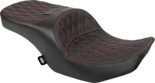 Drag Specialties Seats Freedom Seat - Black - Vinyl - Red Double Diamond Stitch - FLT/FLH '23-'25 [4711D]
