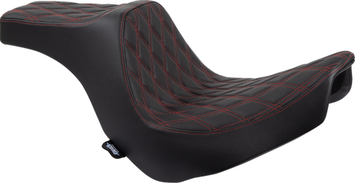 Drag Specialties Seats Predator III 2-Up Seat - Vinyl - Double Diamond - Red Stitching - FL/FX '18-'24 [0802-1492]