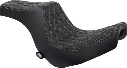 Drag Specialties Seats Predator III 2-Up Seat - Vinyl - Double Diamond - Silver Stitching - FL/FX '18-'24 [0802-1493]