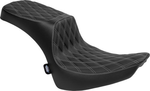 Drag Specialties Seats Performance Predator 2-Up Seat - Vinyl - Double Diamond - Silver Thread - FL '00-'17 [4689C]
